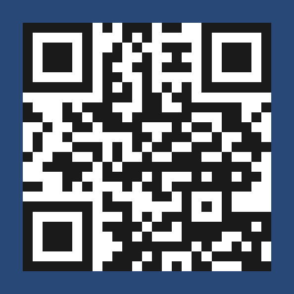 The same QR code with a dark blue frame touching its edges